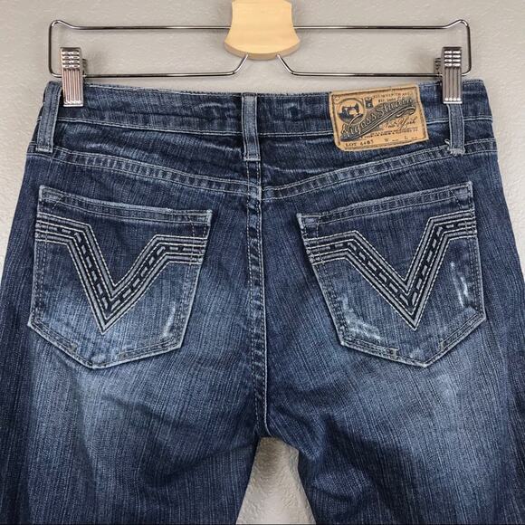 Vigoss The Ritz Skinny Medium Dark Wash Distressed Jeans - Picture 3 of 7